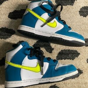 Nike dunk hi - turquoise/ neon green - size 13c - preschool